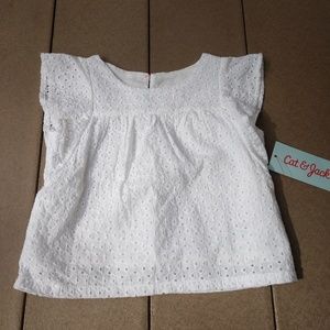 NWT Cat & Jack white punch detail toddler shirt